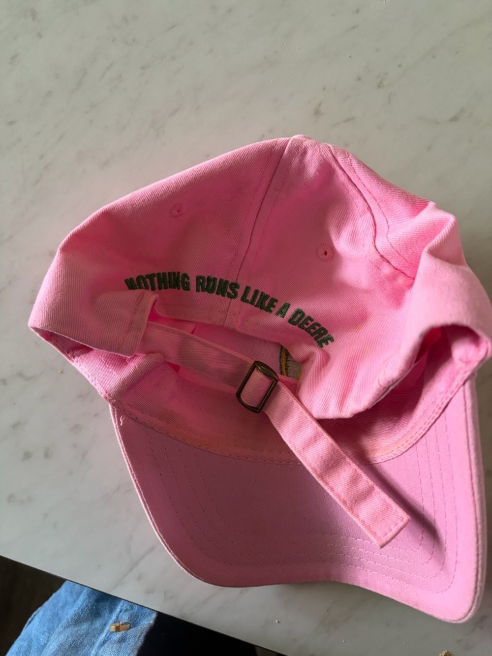 John Deere Pink Baseball Cap with Green & Yellow Logo - Picture 3 of 4